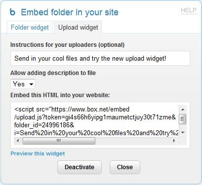Box Upload widget: crea un file dropbox per il tuo sito web