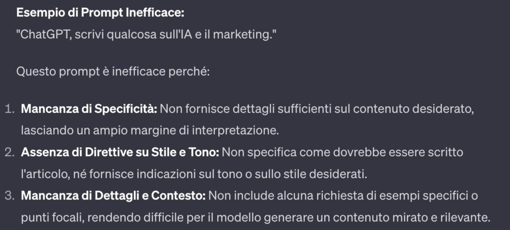 esempio di prompt efficace