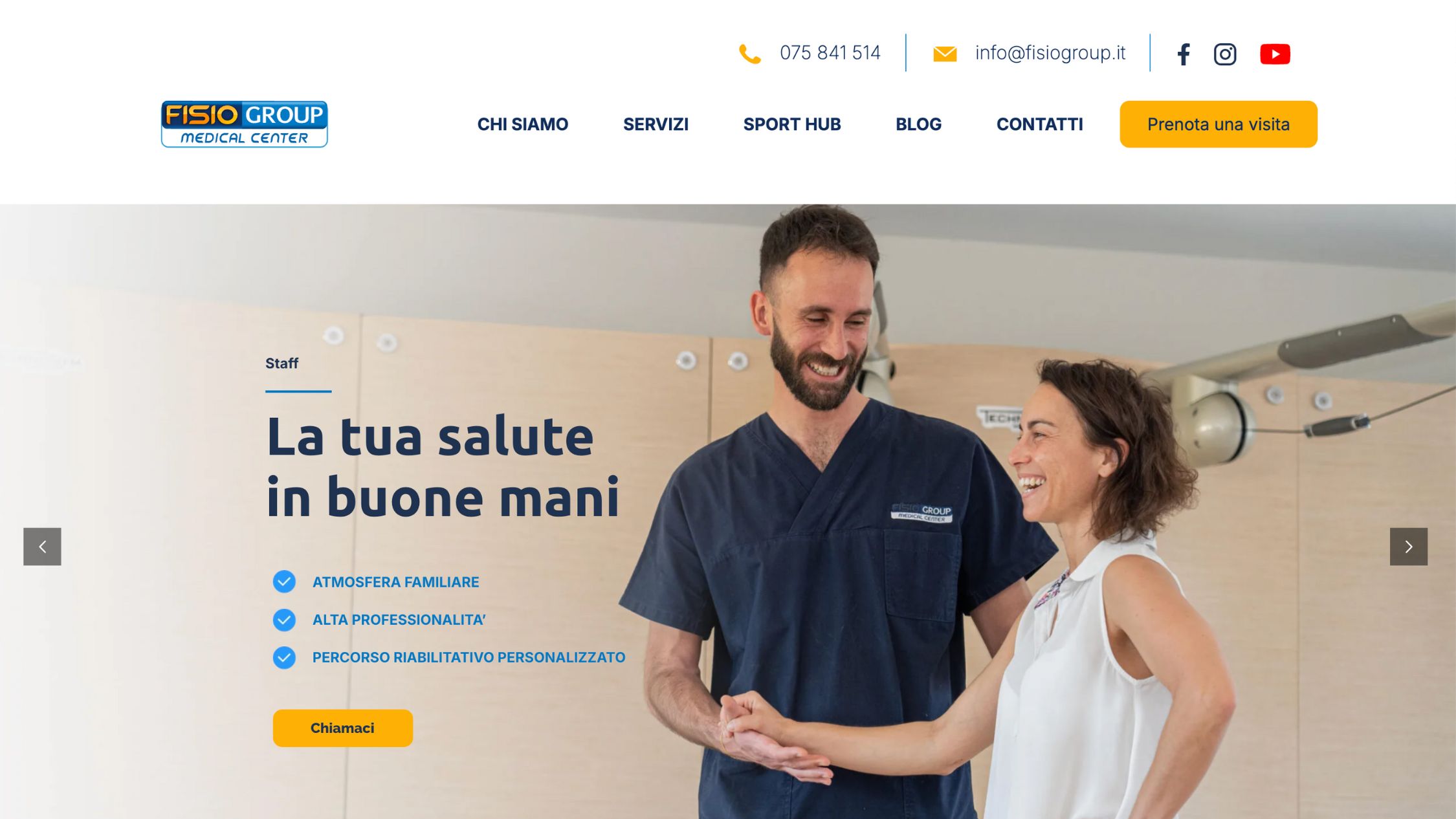 Realizzazione_sito_Fisiogroup Centro fisioterapico specializzato in riabilitazione e benessere, con tecnologie all'avanguardia
