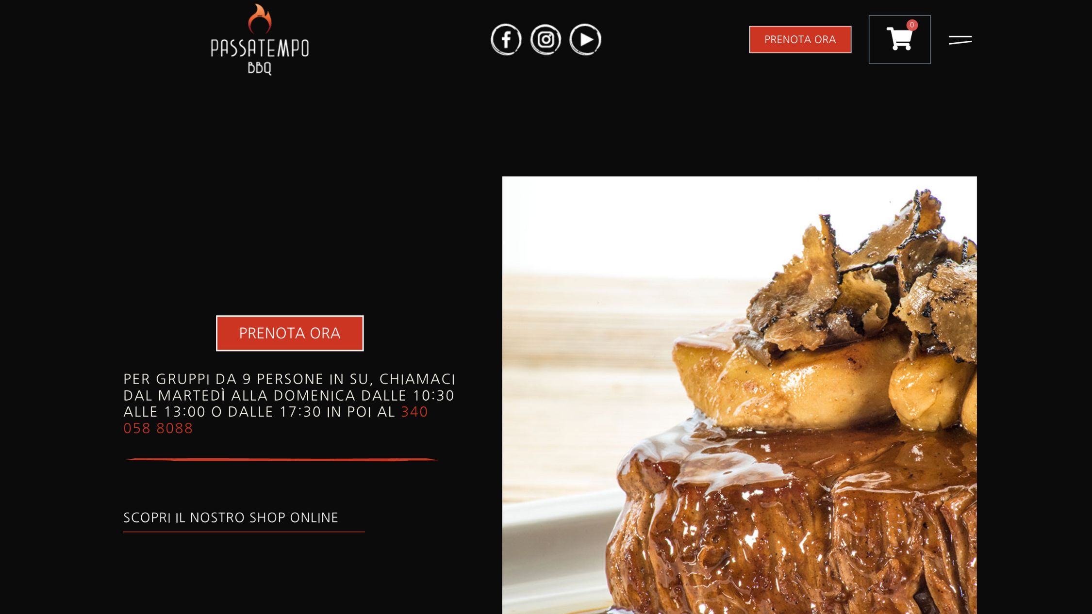 Realizzazione_sito_Passatempo PASSATEMPO BBQ Ristorante barbecue in stile texano, specializzato in carne affumicata e grigliate artigianali. Il sito trasmette l'atmosfera conviviale e l'autenticità dei sapori, ideale per gli amanti del BBQ.