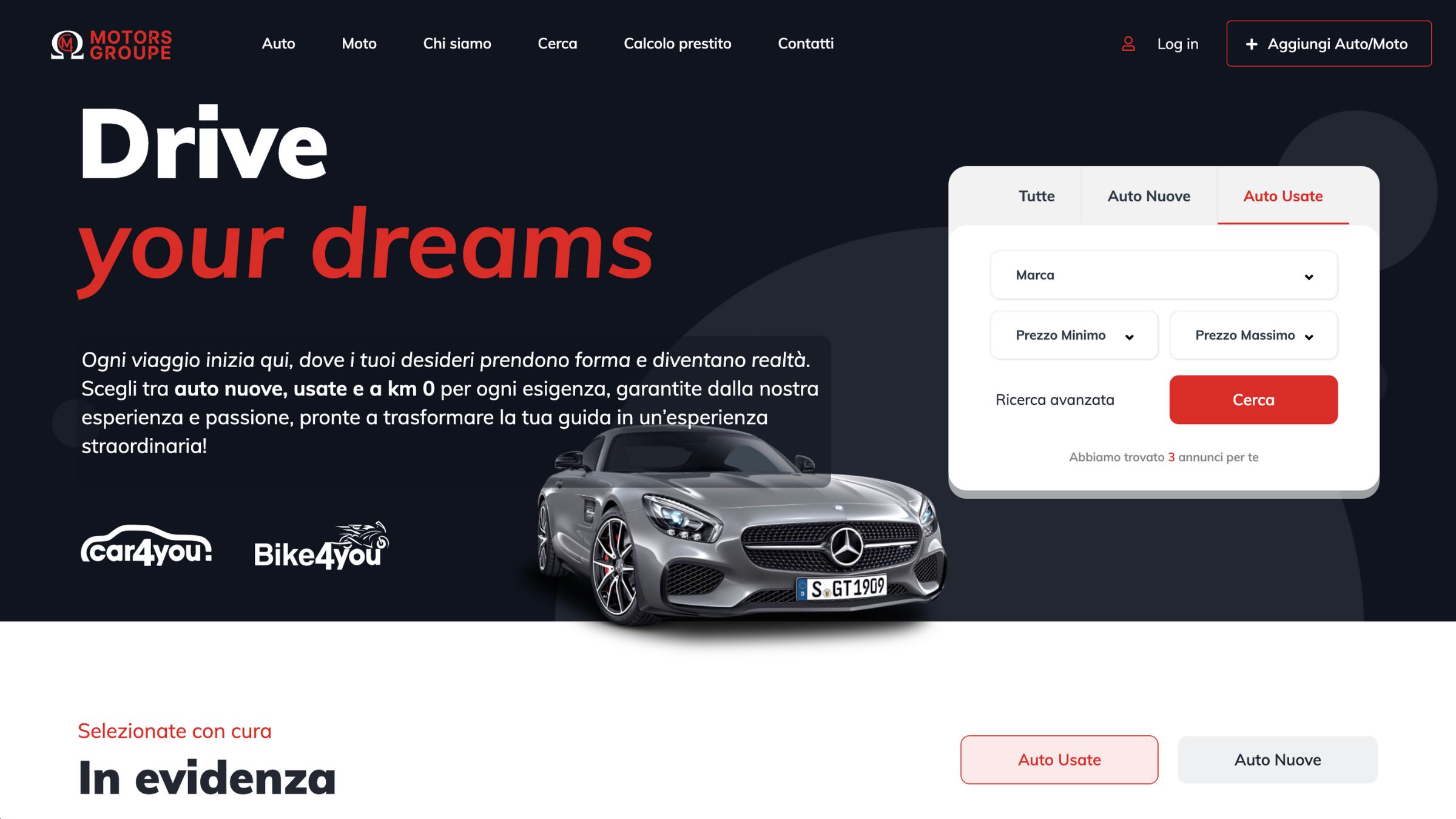 Car and Bike for you realizzazione sito web progetto dolciaria